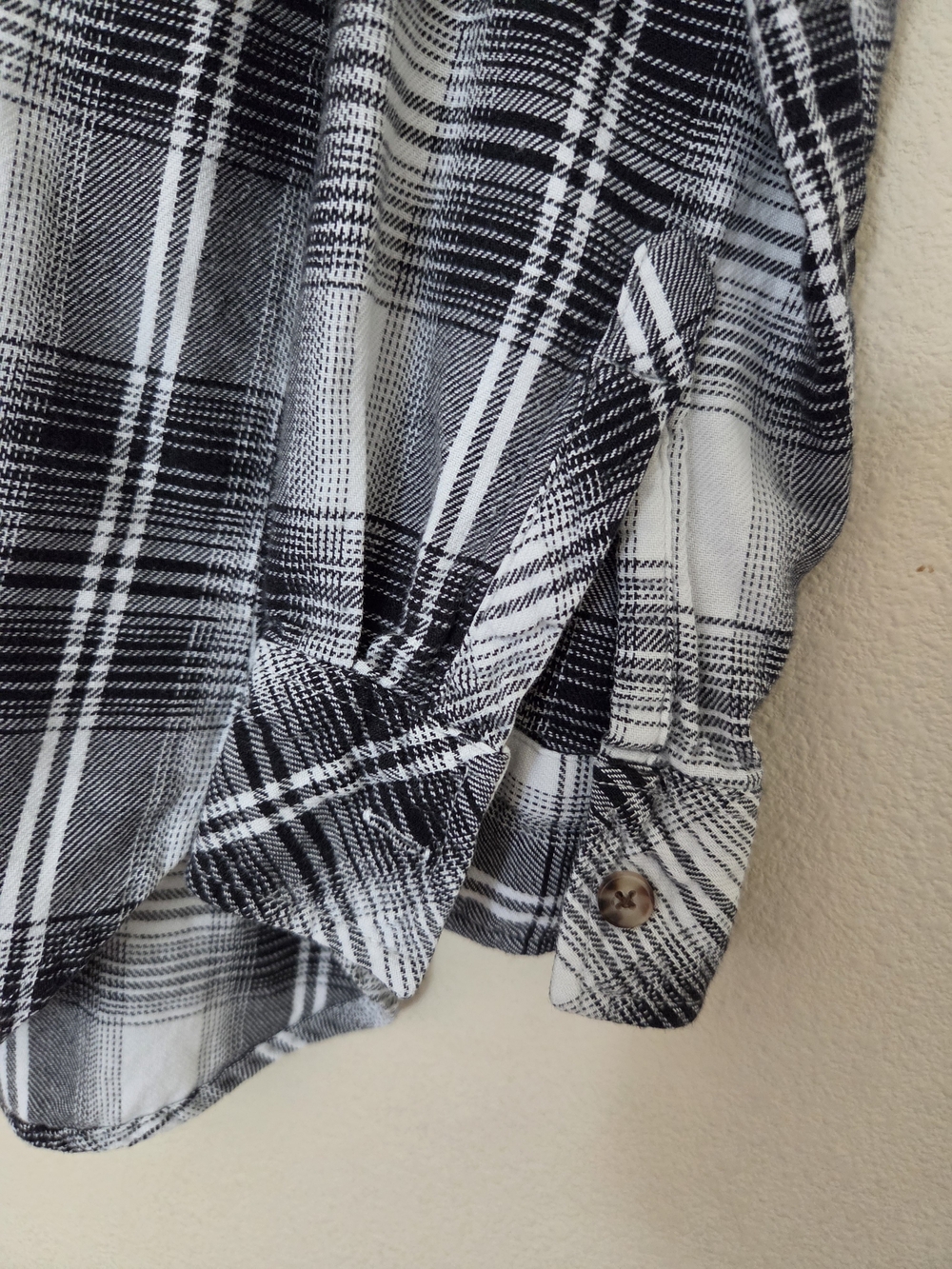 Volcom Black & White Plaid Button-Up Flannel - Picture 6 of 7